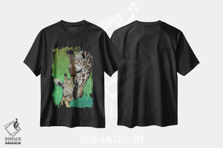 تیشرت مشکی طرح دار – تیشرت حیوانات ,مامان و من اثر دیوید لوزو فروشگاه ایماژ