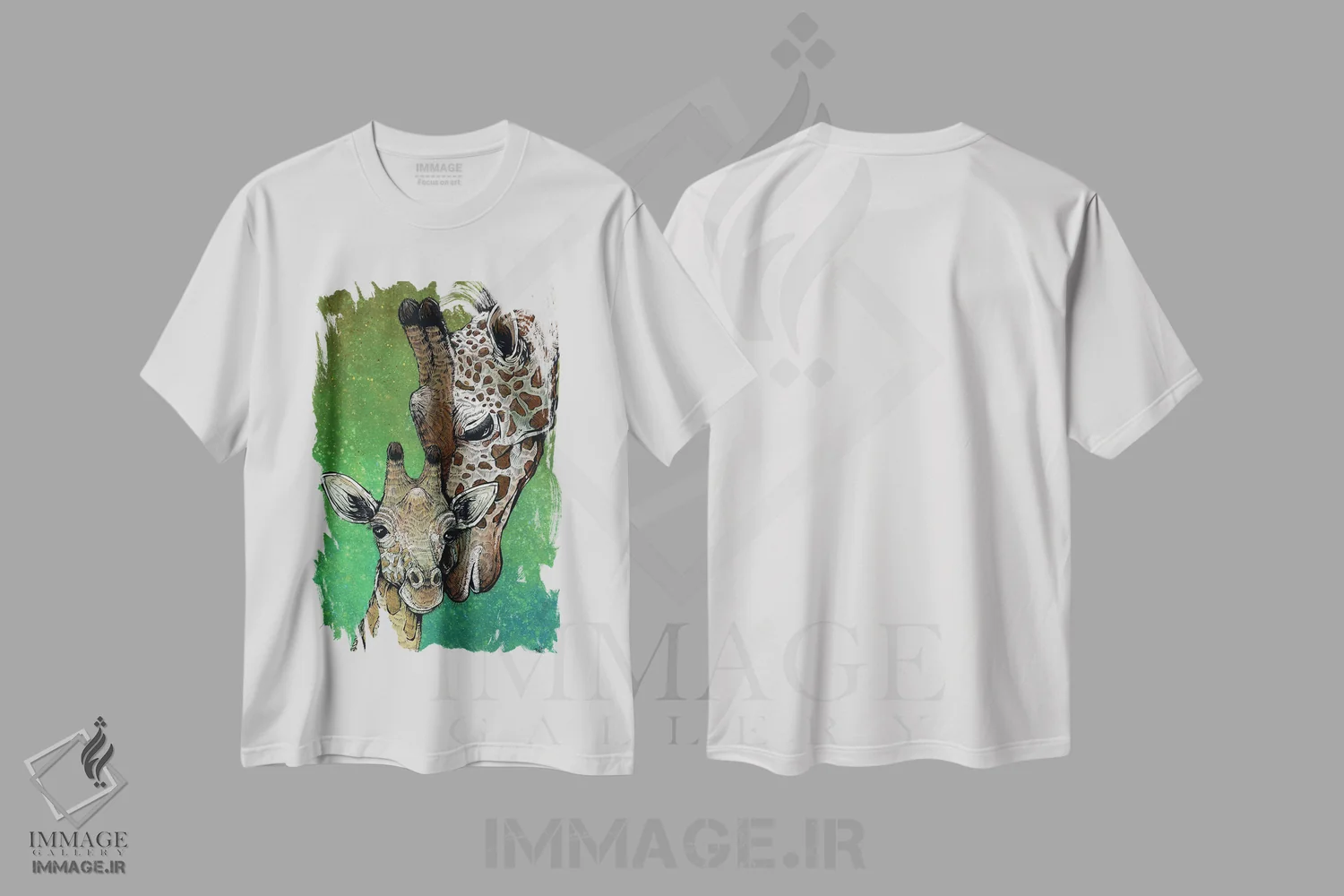 تیشرت سفید طرح دار – تیشرت حیوانات ,مامان و من اثر دیوید لوزو immage.ir