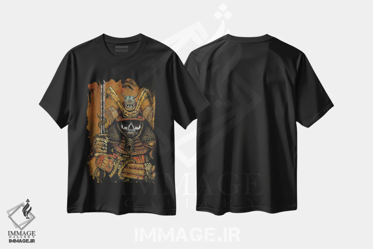 تیشرت مشکی طرح دار – تیشرت فانتزی ,به شمشیر سامورایی اثر دیوید لوزو immage.ir
