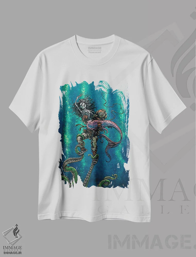 تیشرت سفید طرح دار – تیشرت طبیعت ,گرفتن یا رها کردن اثر دیوید لوزو immage.ir