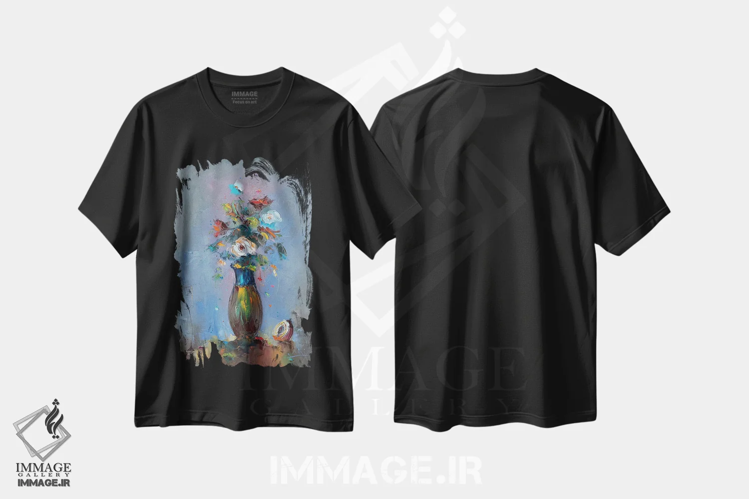 تیشرت مشکی طرح دار – تیشرت گلدار ,ترکیب گل ها اثر استانیسلاو لازاروف immage.ir