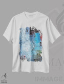 تیشرت سفید طرح دار – تیشرت معماری ,عمودها در آبی اثر استانیسلاو لازاروف فروشگاه ایماژ