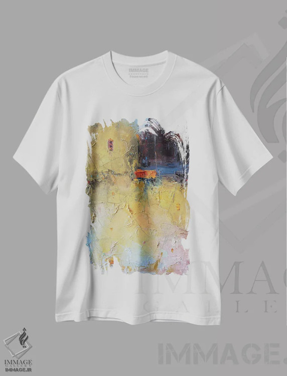 تیشرت سفید طرح دار – تیشرت مینیمال ,ترکیب در بژ اثر استانیسلاو لازاروف فروشگاه ایماژ