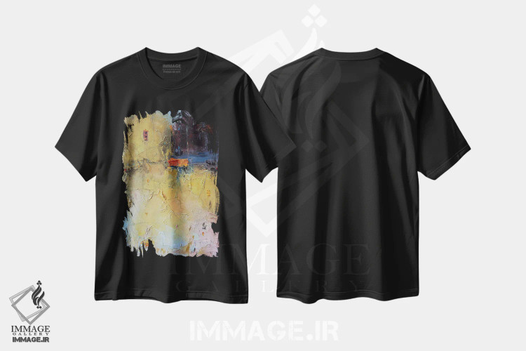 تیشرت مشکی طرح دار – تیشرت مینیمال ,ترکیب در بژ اثر استانیسلاو لازاروف immage.ir