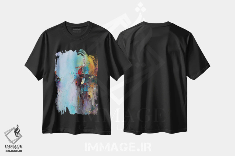 تیشرت مشکی طرح دار – تیشرت هنری ,دنیای عرفانی اثر استانیسلاو لازاروف فروشگاه ایماژ