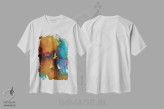 تیشرت سفید طرح دار – تیشرت آبستره رنگی ,جهان ها اثر استانیسلاو لازاروف فروشگاه ایماژ