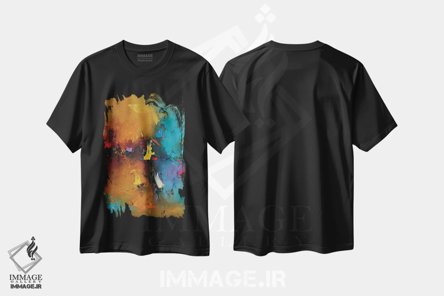 تیشرت مشکی طرح دار – تیشرت آبستره رنگی ,جهان ها اثر استانیسلاو لازاروف immage.ir