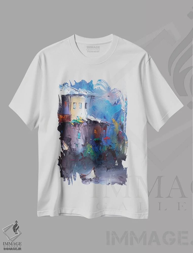 تیشرت سفید طرح دار – تیشرت معماری ,در نور ماه اثر استانیسلاو لازاروف immage.ir