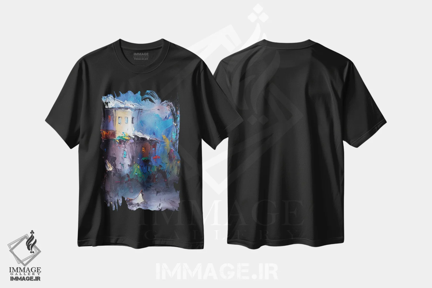 تیشرت مشکی طرح دار – تیشرت معماری ,در نور ماه اثر استانیسلاو لازاروف فروشگاه ایماژ