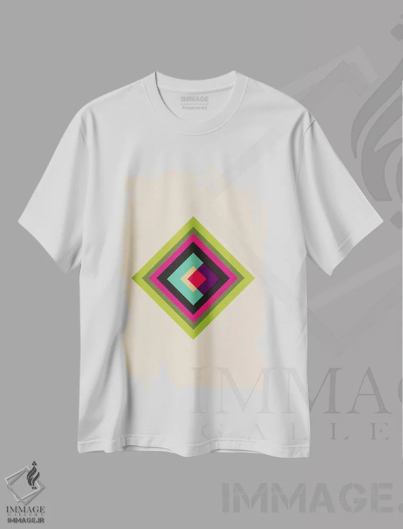 تیشرت سفید طرح دار – تیشرت هندسی ,هنر مدرن میانه قرن اثر فایو بای فایو کالکتیو فروشگاه ایماژ