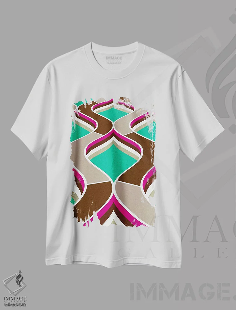 تیشرت سفید طرح دار – تیشرت هنری ,هنر مدرن اثر فایو بای فایو کالکتیو فروشگاه ایماژ
