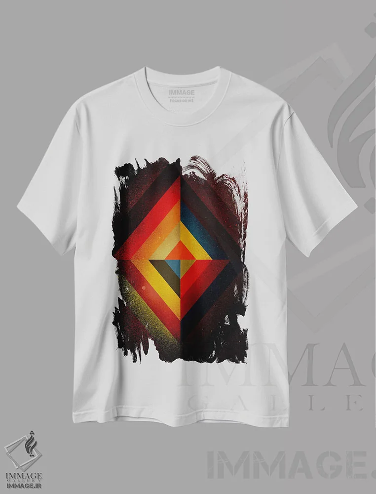 تیشرت سفید طرح دار – تیشرت هنری ,هنر مدرن میانه قرن اثر فایو بای فایو کالکتیو immage.ir