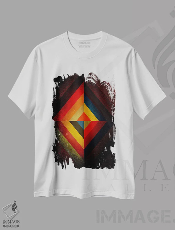 تیشرت سفید طرح دار – تیشرت هنری ,هنر مدرن میانه قرن اثر فایو بای فایو کالکتیو immage.ir