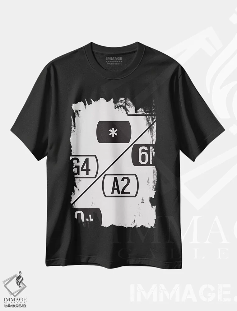 تیشرت مشکی طرح دار – تیشرت تایپوگرافی ,هنر مدرن - تایپوگرافی شماتیک اثر فایو بای فایو کالکتیو فروشگاه ایماژ