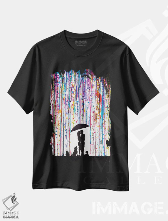 تیشرت مشکی طرح دار – تیشرت هنری عاشقانه ,درهم تنیده اثر مارک آلانته immage.ir