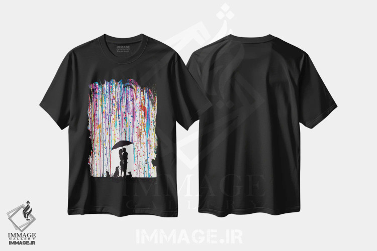 تیشرت مشکی طرح دار – تیشرت هنری عاشقانه ,درهم تنیده اثر مارک آلانته immage.ir