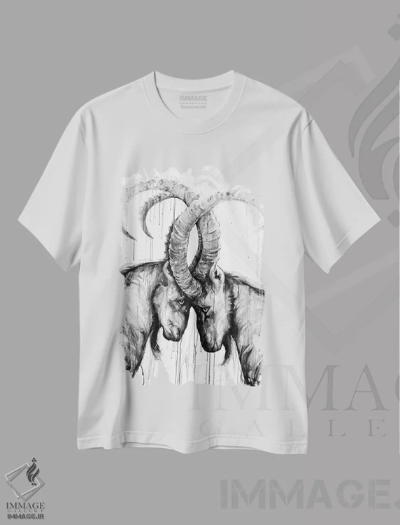 تیشرت سفید طرح دار – تیشرت گرافیکی ,سیزیف سیاه و سفید اثر مارک آلانته فروشگاه ایماژ