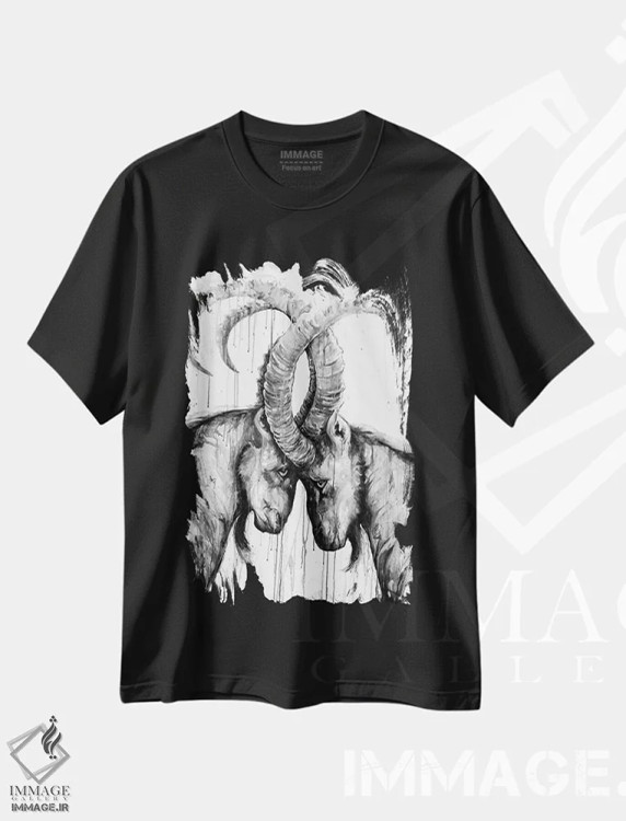 تیشرت مشکی طرح دار – تیشرت گرافیکی ,سیزیف سیاه و سفید اثر مارک آلانته immage.ir