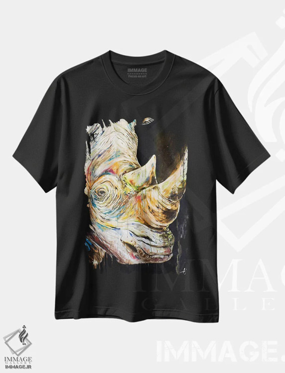 تیشرت مشکی طرح دار – تیشرت فانتزی ,تک شاخ اثر مارک آلانته فروشگاه ایماژ