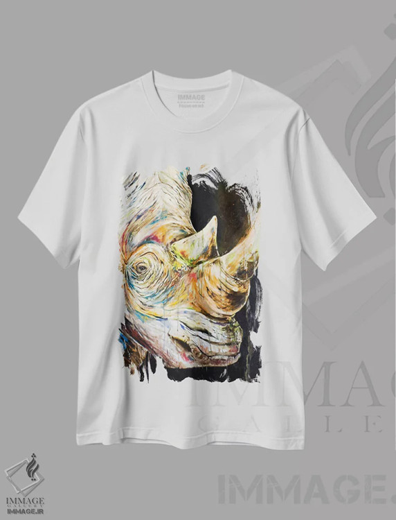 تیشرت سفید طرح دار – تیشرت فانتزی ,تک شاخ اثر مارک آلانته immage.ir