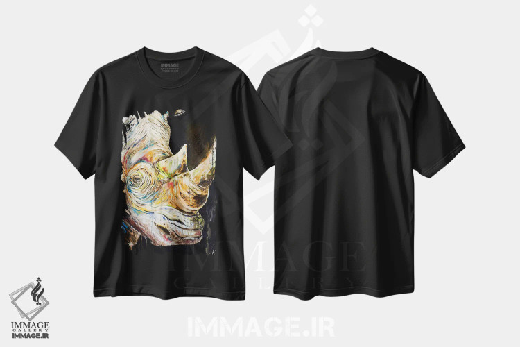 تیشرت مشکی طرح دار – تیشرت فانتزی ,تک شاخ اثر مارک آلانته فروشگاه ایماژ