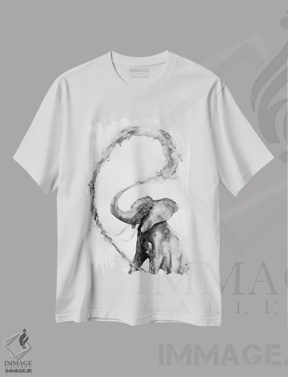 تیشرت سفید طرح دار – تیشرت طبیعت ,وریس سیاه و سفید اثر مارک آلانته فروشگاه ایماژ