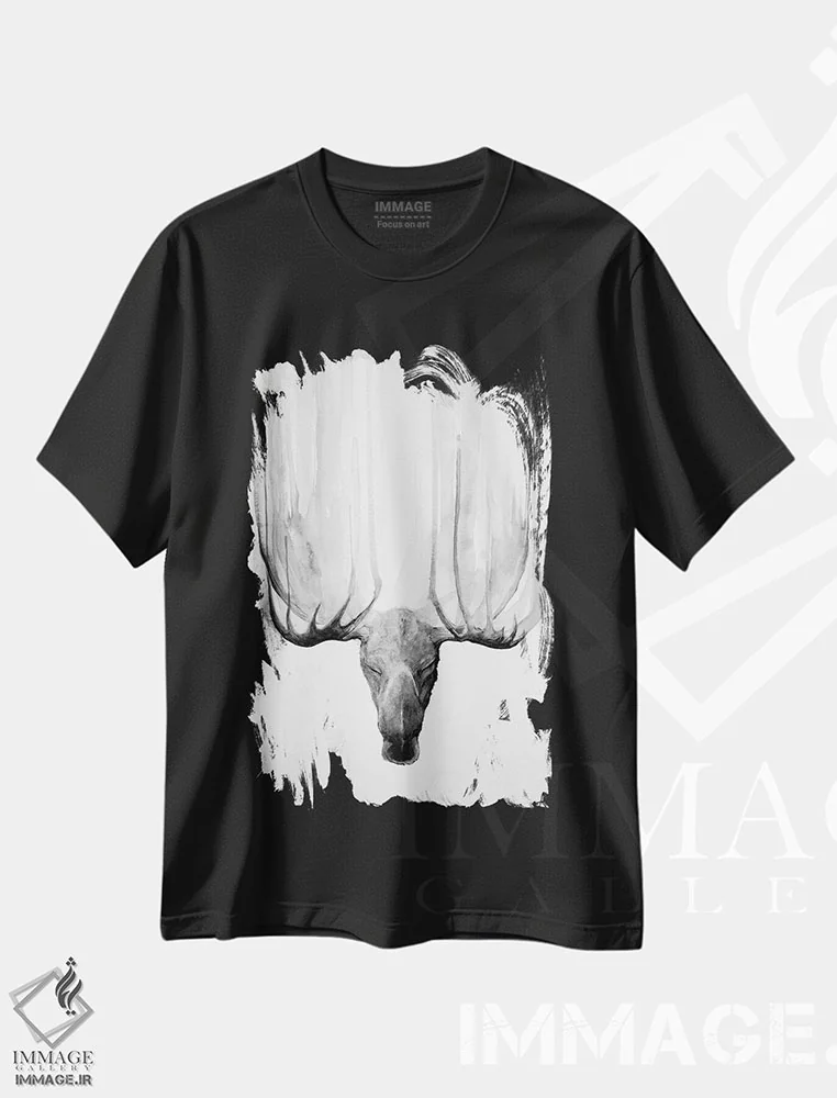 تیشرت مشکی طرح دار – تیشرت حیوانات ,ذن سیاه و سفید اثر مارک آلانته immage.ir