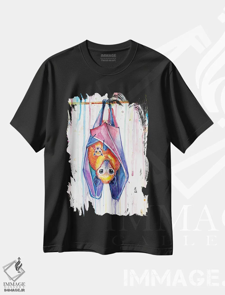 تیشرت مشکی طرح دار – تیشرت گرافیکی ,یه دسته خفاش اثر مارک آلانته فروشگاه ایماژ