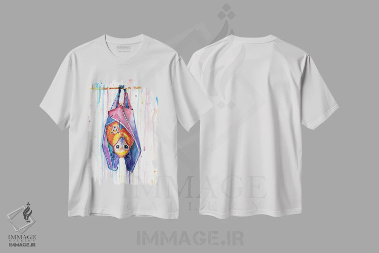 تیشرت سفید طرح دار – تیشرت گرافیکی ,یه دسته خفاش اثر مارک آلانته immage.ir