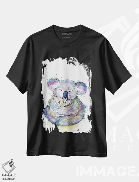 تیشرت مشکی طرح دار – تیشرت طبیعت ,کوآلاهای بغلی اثر مارک آلانته فروشگاه ایماژ