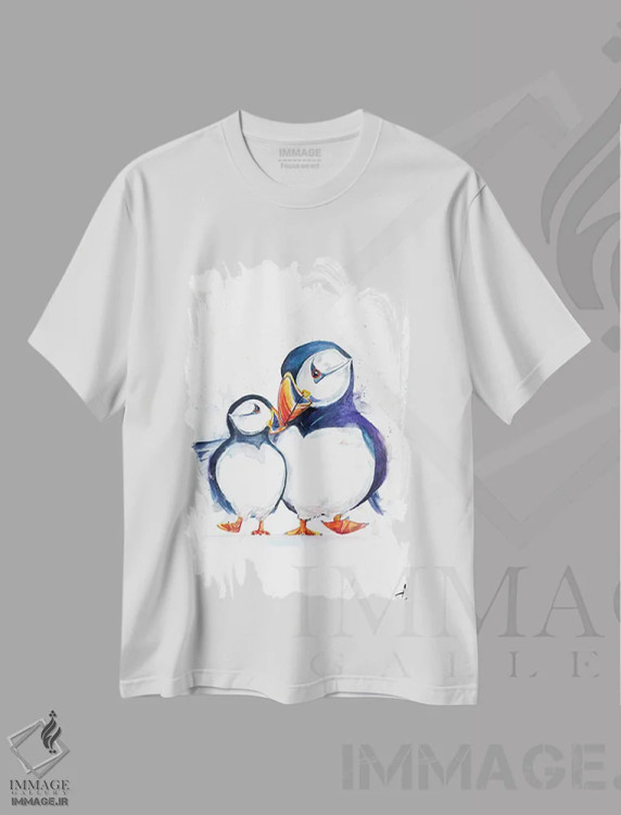 تیشرت سفید طرح دار – تیشرت حیوانات ,پافین های رژه رو اثر مارک آلانته فروشگاه ایماژ