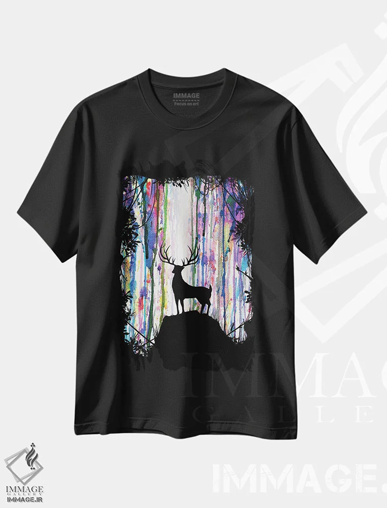 تیشرت مشکی طرح دار – تیشرت طبیعت ,بیشه اثر مارک آلانته immage.ir