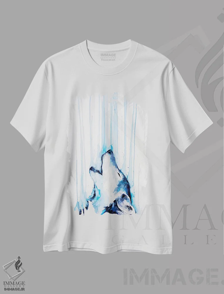 تیشرت سفید طرح دار – تیشرت حیوانات ,زوزه اثر مارک آلانته فروشگاه ایماژ
