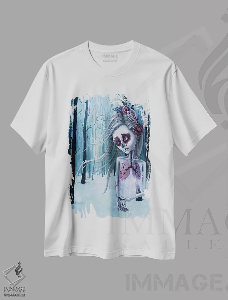 تیشرت سفید طرح دار – تیشرت هنری ,زوال زیبای زندگی اثر مگان ماژوسکی فروشگاه ایماژ