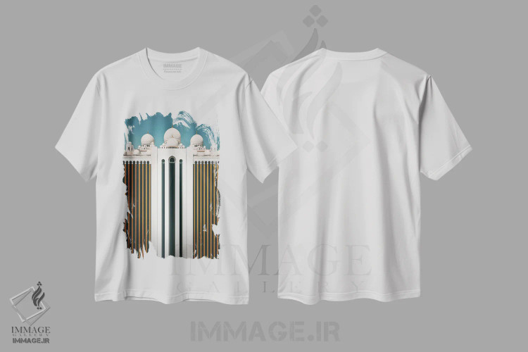 تیشرت سفید طرح دار – تیشرت هنری ,ستون های اسلام اثر مارکوس هنن immage.ir