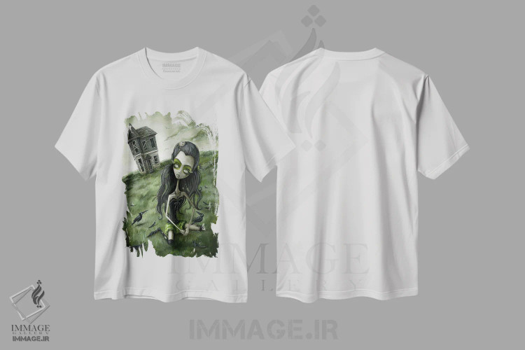 تیشرت سفید طرح دار – تیشرت هنری ,رهاشده در مزرعه کلاغ ها اثر مگان ماژوسکی immage.ir