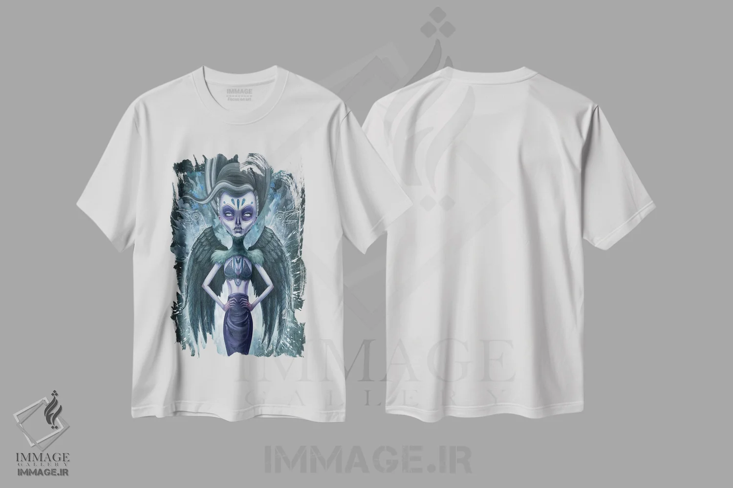 تیشرت سفید طرح دار – تیشرت فانتزی ,کلاغ سیاه اثر مگان ماژوسکی immage.ir
