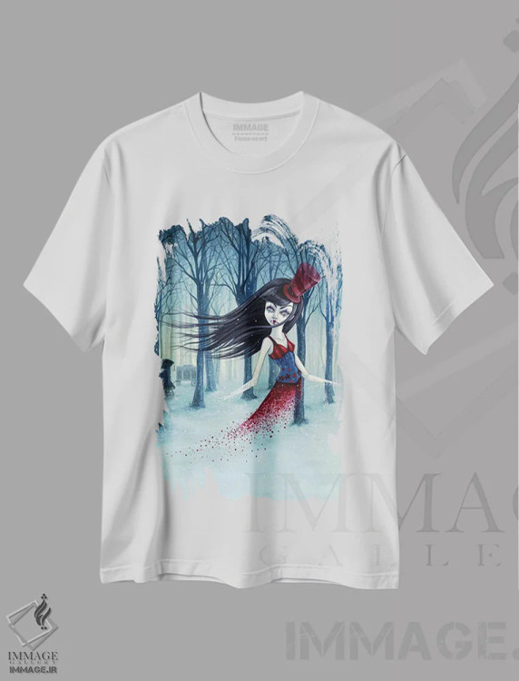 تیشرت سفید طرح دار – تیشرت هنری ,سیرک زمستانی ابدی اثر مگان ماژوسکی فروشگاه ایماژ