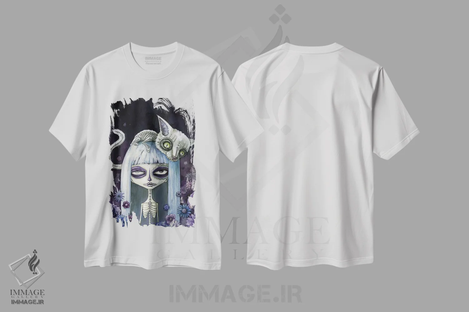 تیشرت سفید طرح دار – تیشرت هنری ,فلینا د لوس موئرتوس اثر مگان ماژوسکی immage.ir
