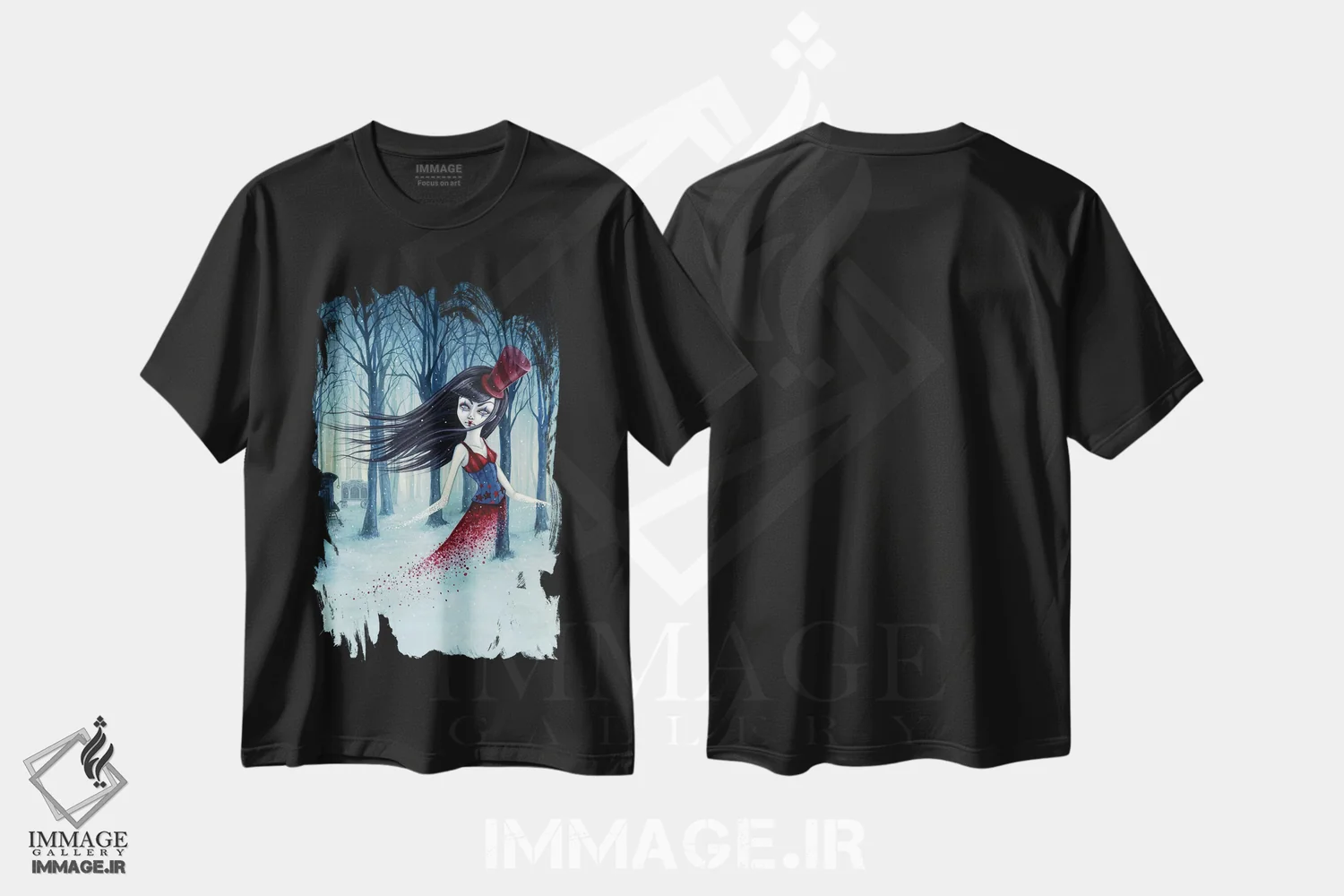 تیشرت مشکی طرح دار – تیشرت هنری ,سیرک زمستانی ابدی اثر مگان ماژوسکی immage.ir