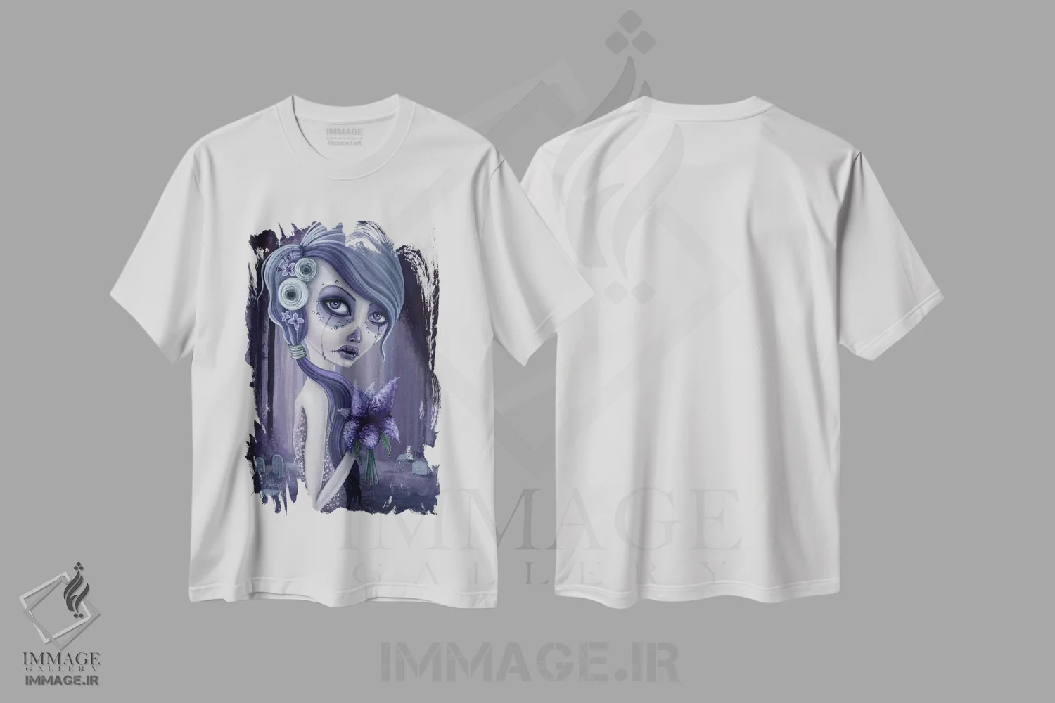 تیشرت سفید طرح دار – تیشرت هنری ,یاس بنفش در جنگل اثر مگان ماژوسکی فروشگاه ایماژ