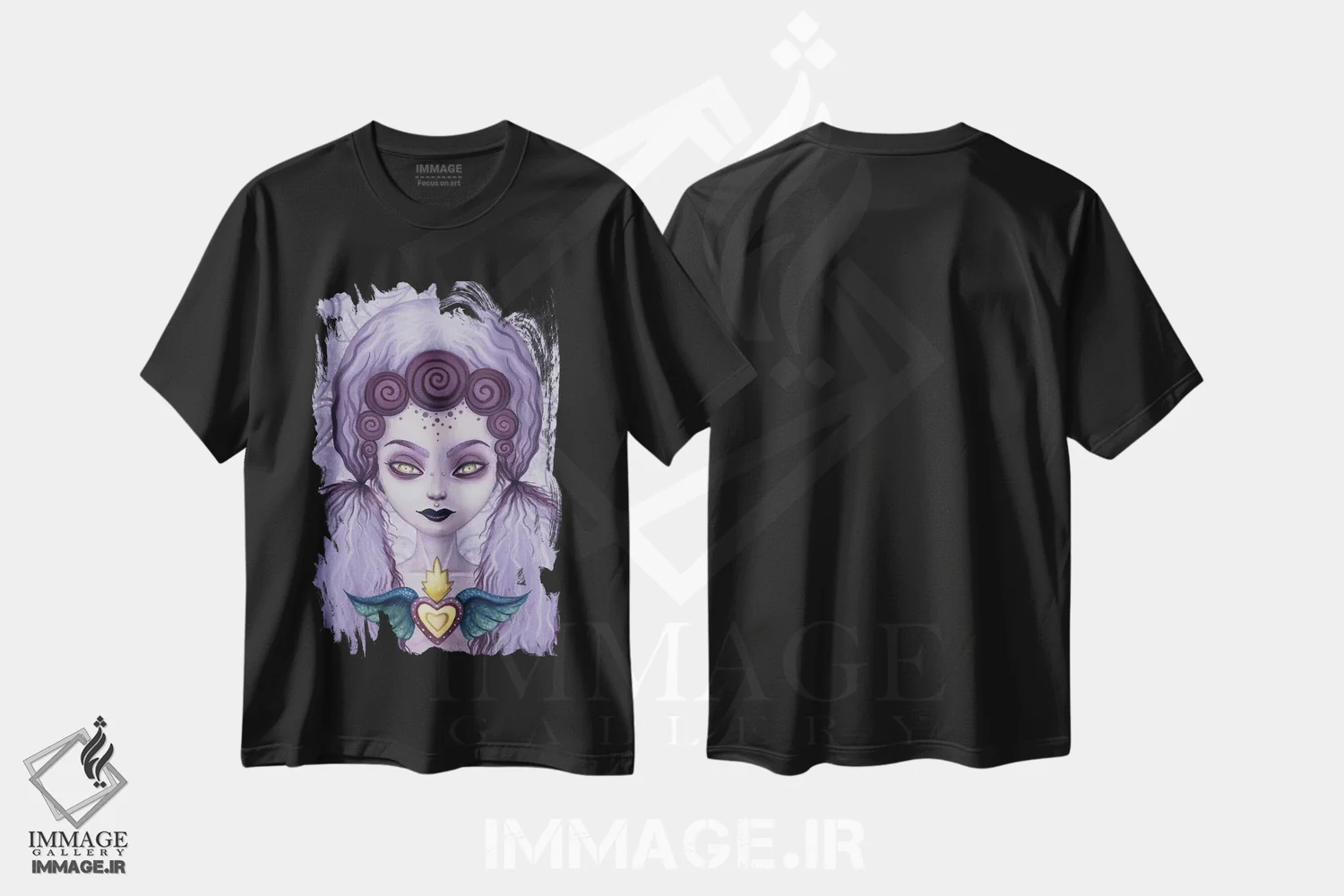 تیشرت مشکی طرح دار – تیشرت پرتره زنانه ,روزا اثر مگان ماژوسکی فروشگاه ایماژ
