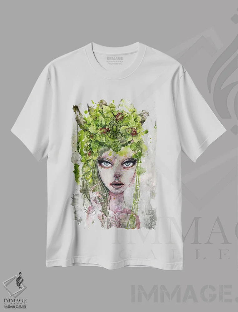 تیشرت سفید طرح دار – تیشرت هنری ,تاج تابستان اثر مگان ماژوسکی immage.ir