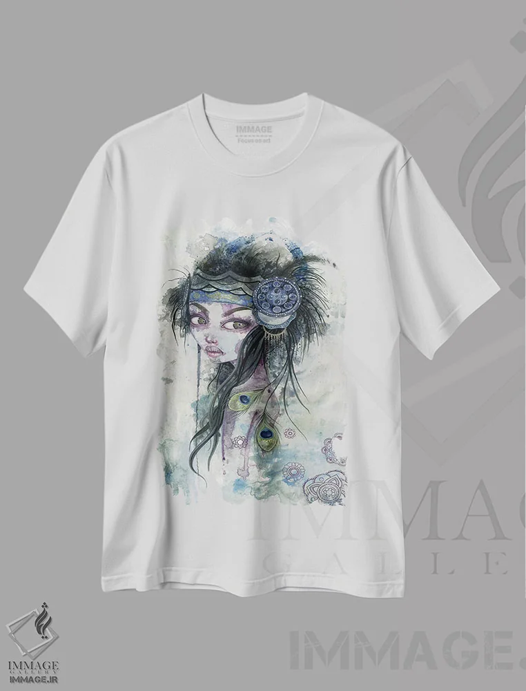 تیشرت سفید طرح دار – تیشرت هنری ,چون چشمان ما همچون اخگر است اثر مگان ماژوسکی فروشگاه ایماژ