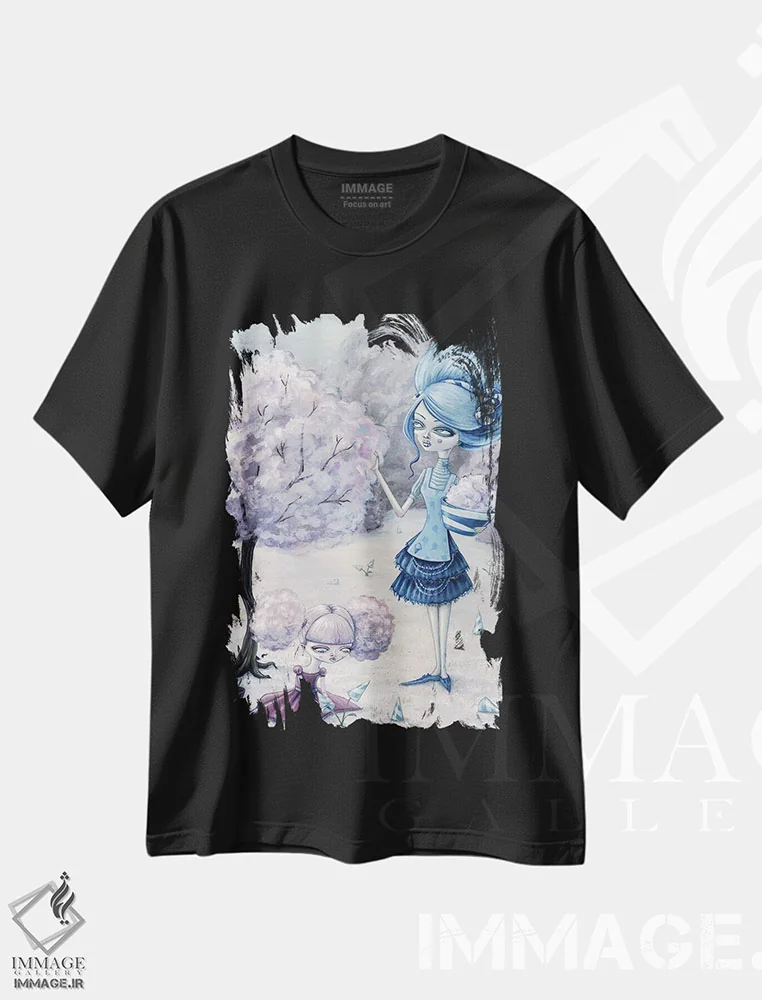 تیشرت مشکی طرح دار – تیشرت طبیعت ,برداشت پشمک اثر مگان ماژوسکی فروشگاه ایماژ
