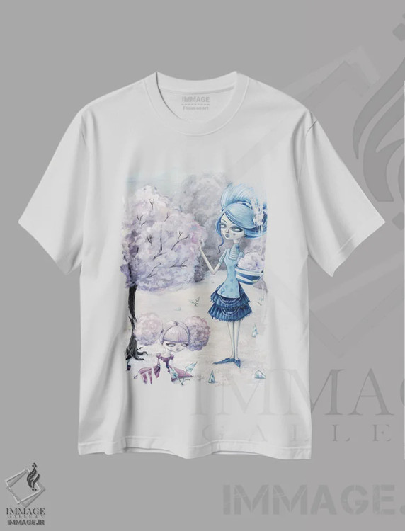 تیشرت سفید طرح دار – تیشرت طبیعت ,برداشت پشمک اثر مگان ماژوسکی immage.ir