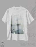 تیشرت سفید طرح دار – تیشرت طبیعت ,آب های عمیق اثر ماجالی فروشگاه ایماژ