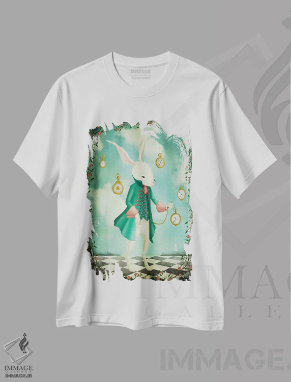تیشرت سفید طرح دار – تیشرت فانتزی ,خرگوش سفید اثر ماجالی immage.ir