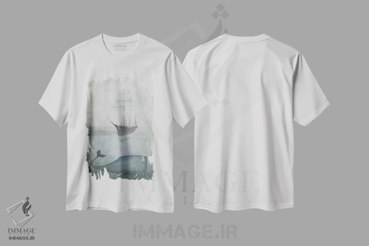 تیشرت سفید طرح دار – تیشرت طبیعت ,آب های عمیق اثر ماجالی فروشگاه ایماژ
