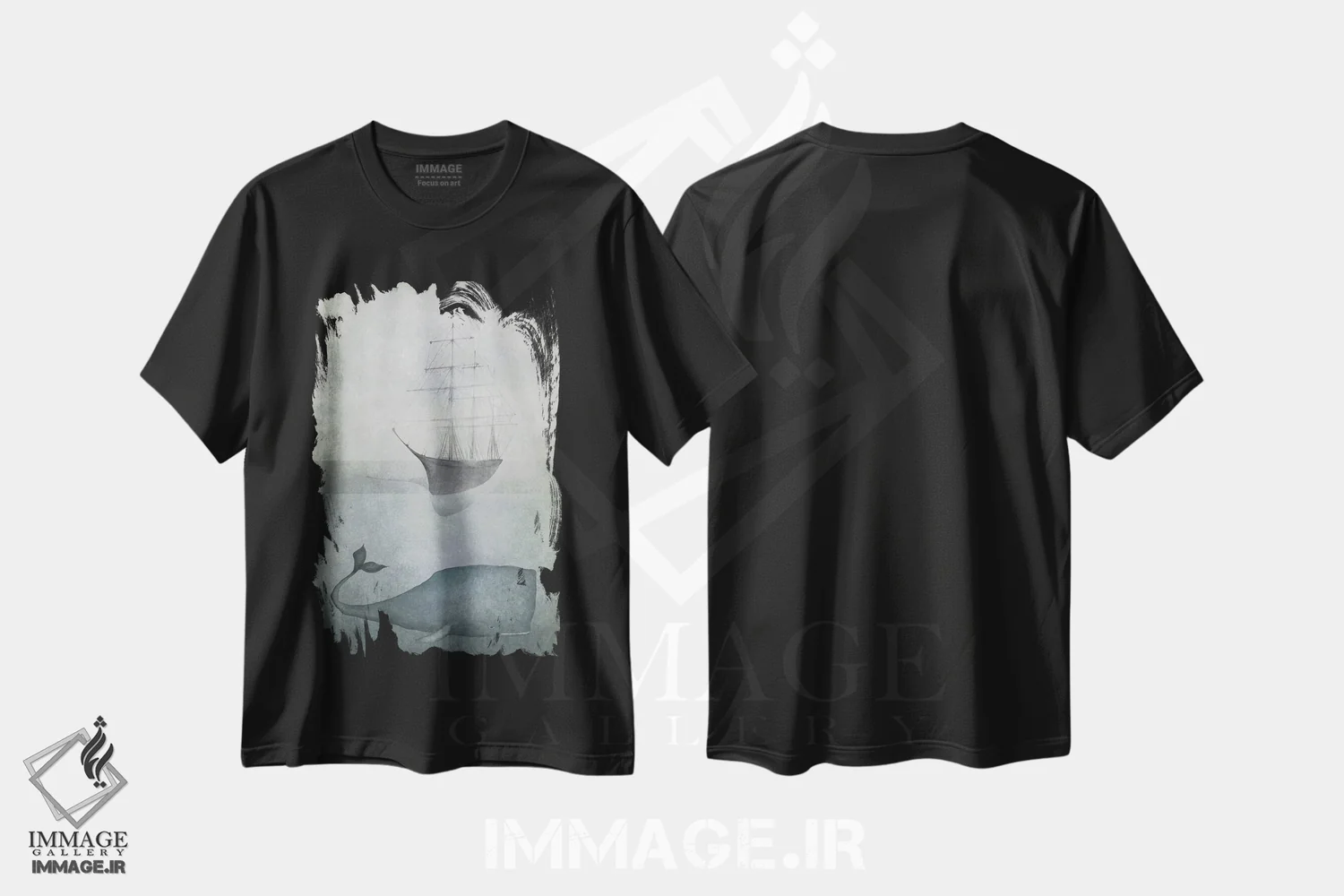 تیشرت مشکی طرح دار – تیشرت طبیعت ,آب های عمیق اثر ماجالی immage.ir